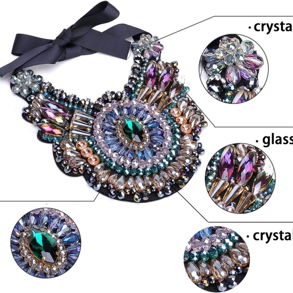 Exotic AB Multicolor Bejeweled Gothic Romance Collar Necklace - Picture 5 of 5